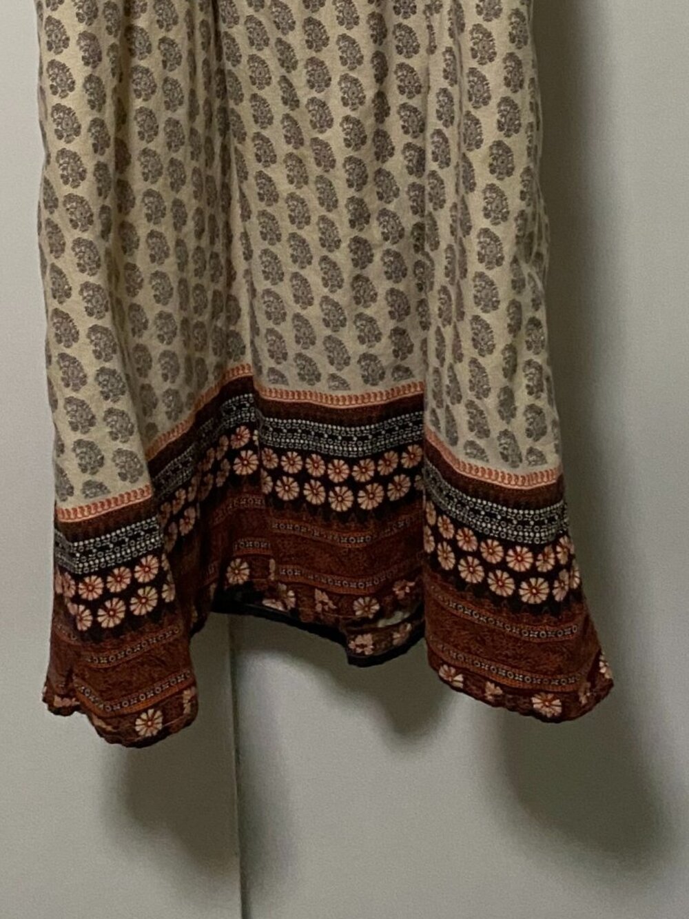 Wide strap, tan & brown, sundress w/scalloped top, size XL- 1X - Picture 6 of 8